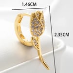 Gold color / 1 Piece Simple Series Classic Flower Copper  Gold Color Zircon Women's Hoop Earrings Picture3